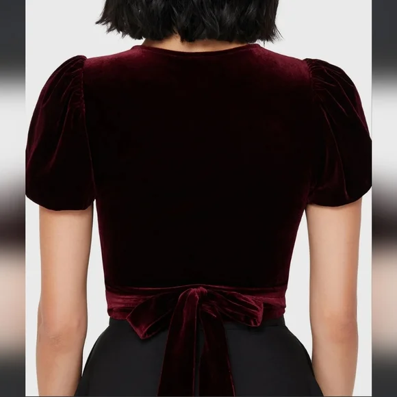 Killstar Burgundy Velvet Top with Spiderweb Detail - Picture 4 of 4